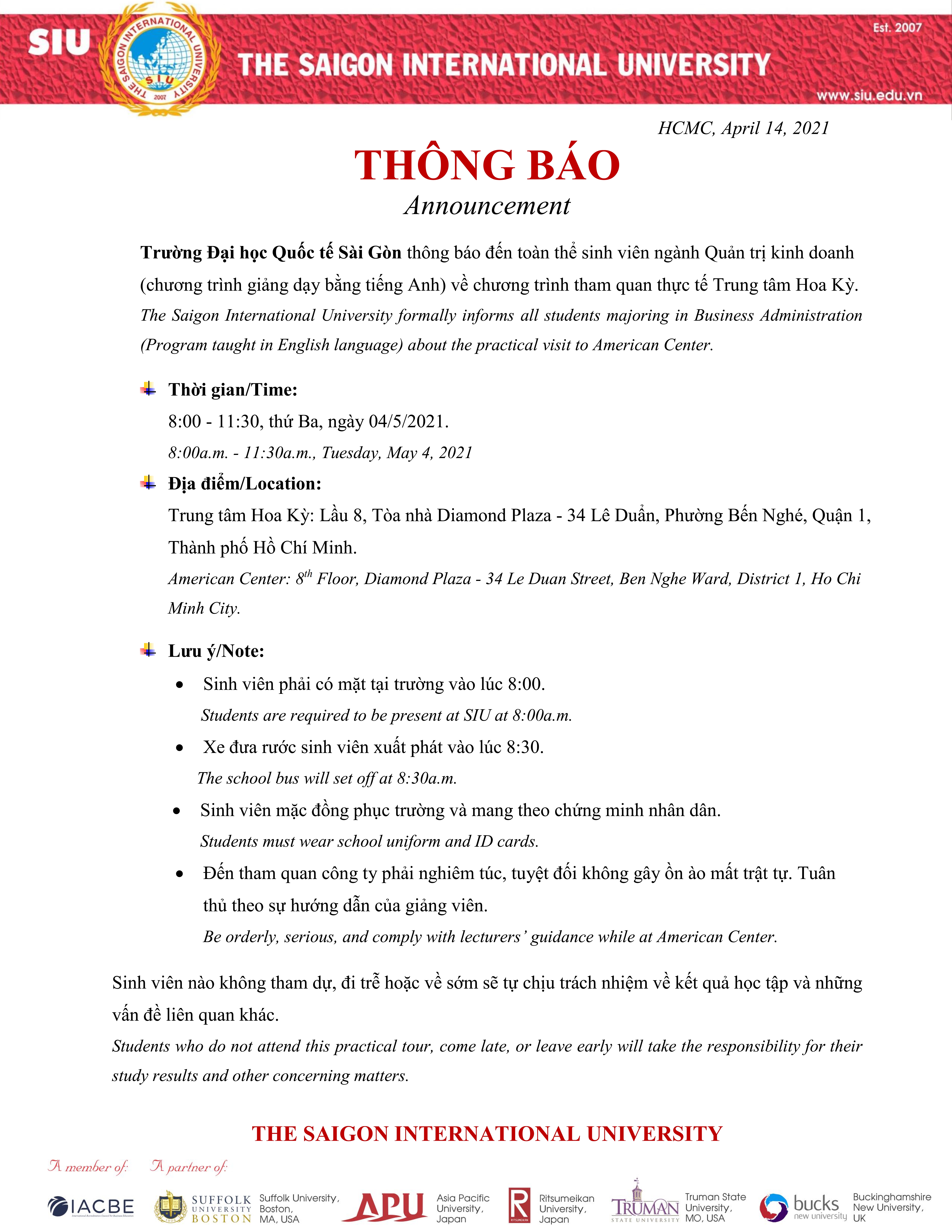 Tham quan thực tế Trung tâm Hoa Kỳ